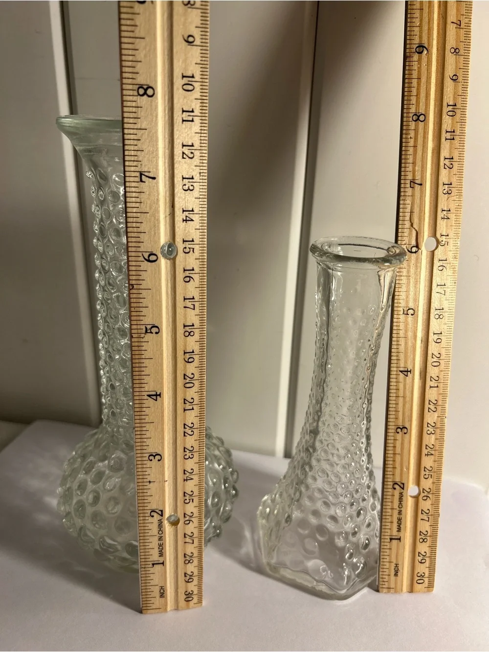 Vintage EO Brody Clear Glass Hobnail Bud Vase LOT Set of 2 Mid Century 6